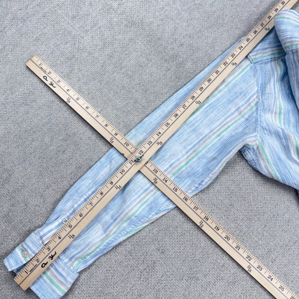 Tommy Bahama Shirt Men Large Blue Barbados Breeze Linen Blend Button Up Pocket * - Picture 12 of 13